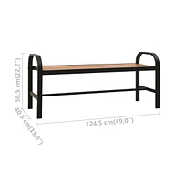 Patio Bench 49" Steel and Wpc Brown and Black