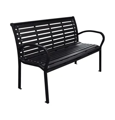 Patio Bench Black 45.7" Steel and Wpc