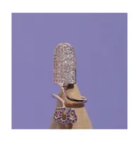 Sohi Women's Silver Embellished Cluster Finger Ring
