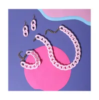 Sohi Women's Pink Chain-link Jewelry Set