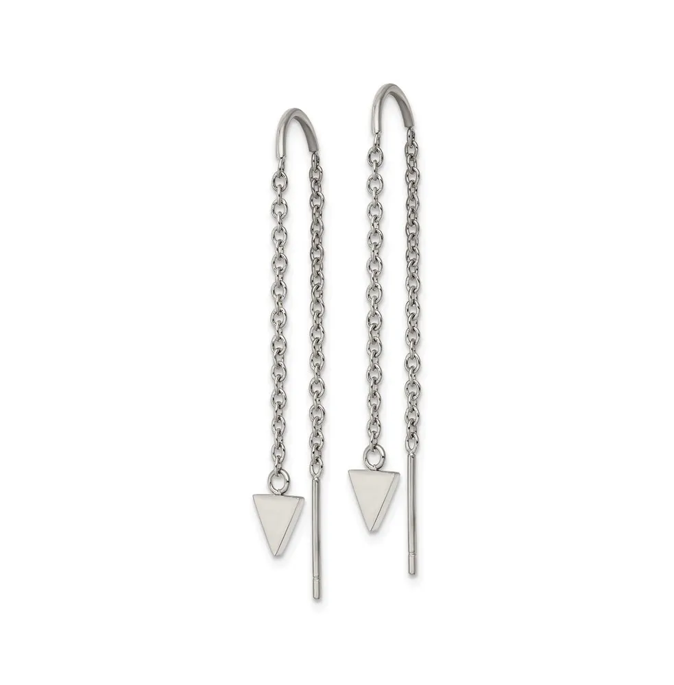 Chisel Stainless Steel Polished Triangle Dangle Threader Earrings