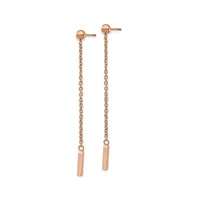 Chisel Stainless Steel Polished Rose Ip-plated Bar Dangle Earrings