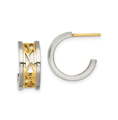 Chisel Stainless Steel Polished Yellow Ip-plated Hoop Earrings