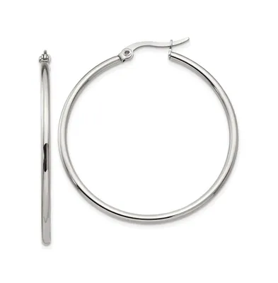 Chisel Stainless Steel Polished Diameter Hoop Earrings