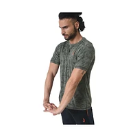 Campus Sutra Men's Olive Green Abstract Active wear T-Shirt