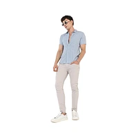 Campus Sutra Men's Light Blue Textured Regular Fit Casual Shirt