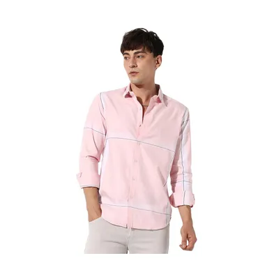 Campus Sutra Men's Pastel Striped Button Up Shirt