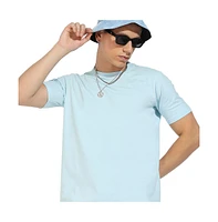 Campus Sutra Men's Icy Blue Basic Regular Fit T-Shirt