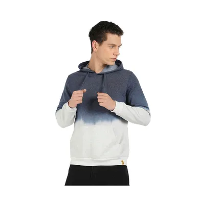 Campus Sutra Men's Blue & Grey Pullover Ombre Sweatshirt With Ribbed Hem