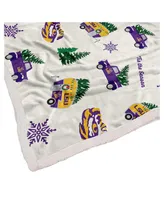 Pegasus Lsu Tigers Holiday Truck Repeat 50" x 60" Sherpa Flannel Fleece Blanket