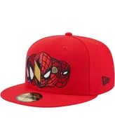 Men's New Era Red Spider-Man Faces 59FIFTY Fitted Hat