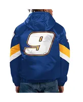 Men's Starter Royal Chase Elliott Home Team Satin Half-Zip Hoodie Jacket