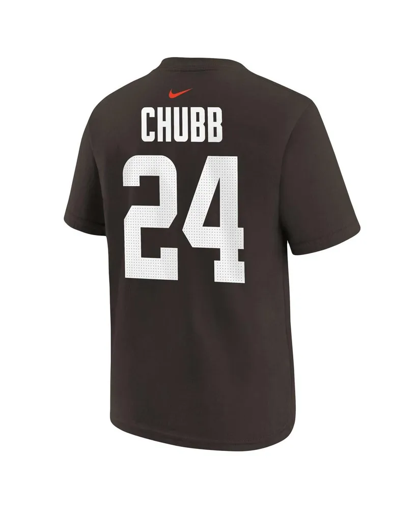 Big Boys Nike Nick Chubb Brown Cleveland Browns Player Name and Number T-shirt