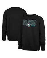 Men's '47 Brand Black Miami Dolphins Locked In Headline Pullover Sweatshirt