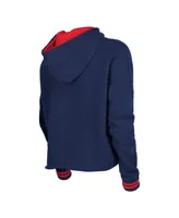 Women's 5th & Ocean by New Era Navy Uswnt Athleisure Cropped Fleece Pullover Hoodie