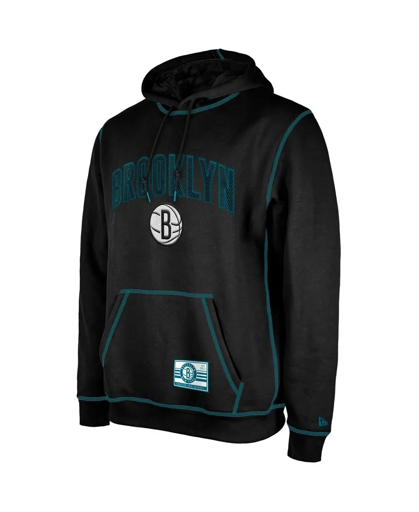 Men's New Era Black Brooklyn Nets 2023/24 City Edition Satin Stitch Elite Pack Pullover Hoodie