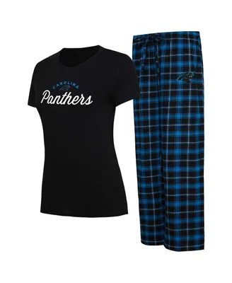 Women's Concepts Sport Black, Blue Carolina Panthers Arctic T-shirt and Flannel Pants Sleep Set