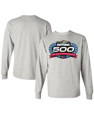 Men's Checkered Flag Sports Gray 2024 Daytona 500 Logo Long Sleeve T-shirt