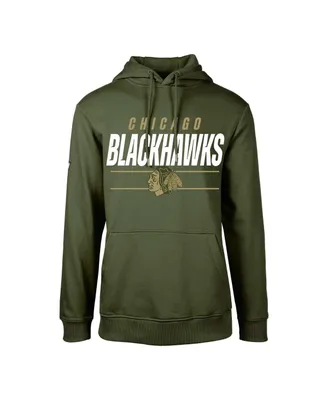 Big Boys LevelWear Olive Chicago Blackhawks Podium Fleece Pullover Hoodie