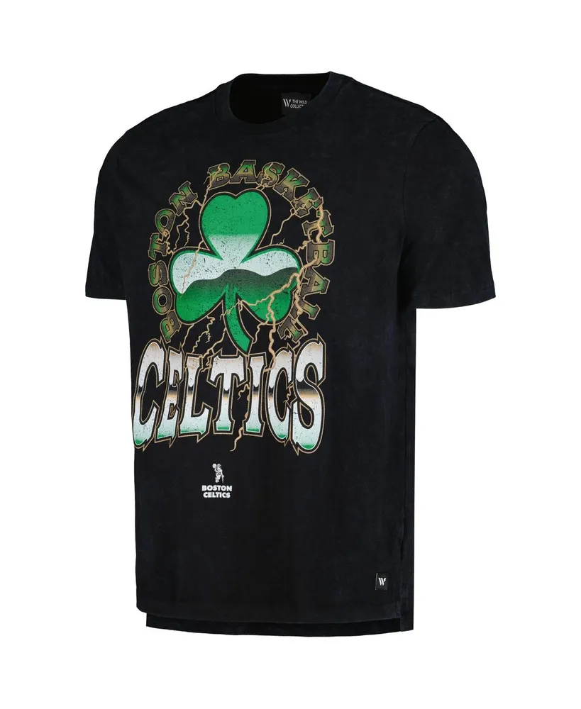 Men's and Women's The Wild Collective Black Distressed Boston Celtics Tour Band T-shirt