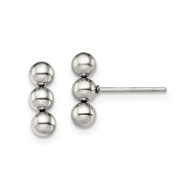 Chisel Stainless Steel Polished 3 Ball Earrings