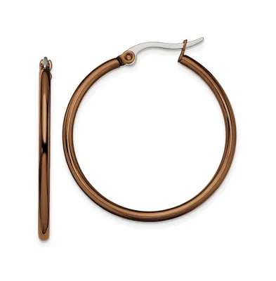 Chisel Stainless Steel Brown plated Hoop Earrings