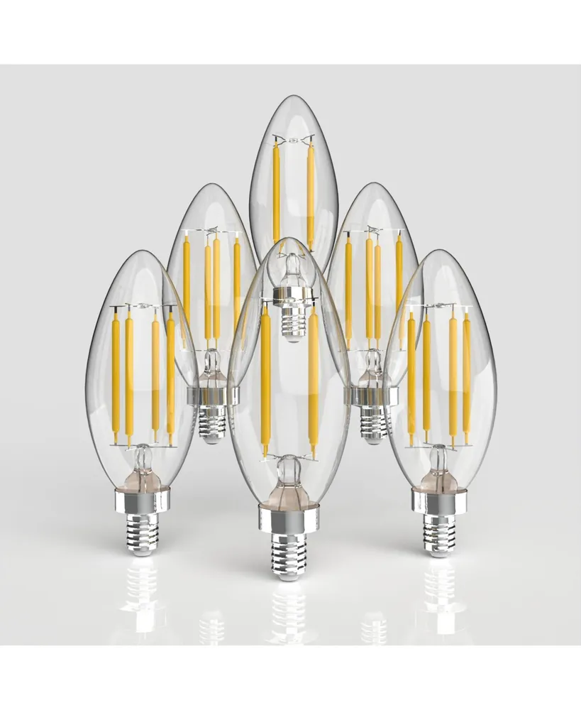 Vintage Like Non-Dimmable C35 4-Watt Led Edison Glass Bulbs with E12 Base (Pack of 6)