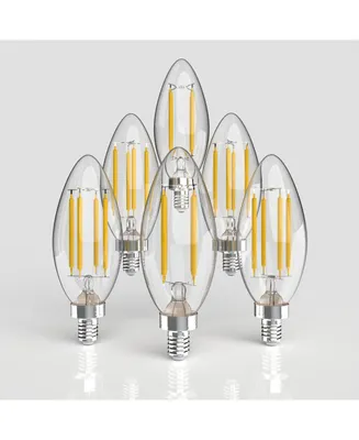 Vintage Like Non-Dimmable C35 4-Watt Led Edison Glass Bulbs with E12 Base (Pack of 6)