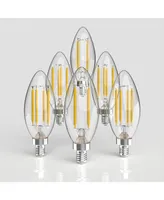 Vintage Like Non-Dimmable C35 4-Watt Led Edison Glass Bulbs with E12 Base (Pack of 6)