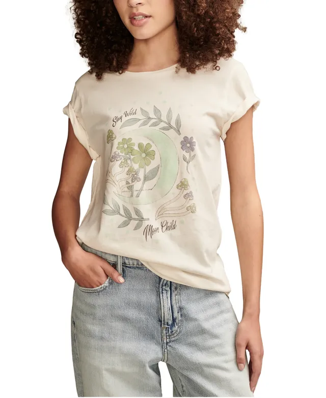 Lucky Brand Women's Hendrix Floral-Graphic Classic Cotton Crewneck