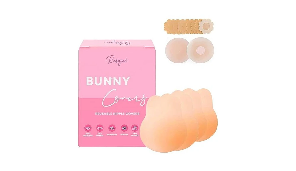 Bunny Covers Reusable Nipple Covers | Push up Adhesive Bra | Backless Invisible Sticky Bra