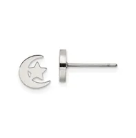 Chisel Stainless Steel Polished Moon and Star Earrings