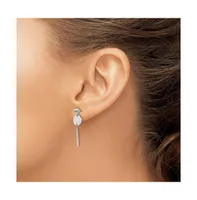 Chisel Stainless Steel Polished Disc with Bar Dangle Earrings