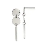 Chisel Stainless Steel Polished Discs with Bar Dangle Earrings