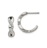 Chisel Stainless Steel Polished Crystals Hoop Earrings