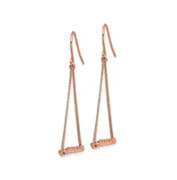 Chisel Stainless Steel Rose plated Twisted Bar Dangle Earrings