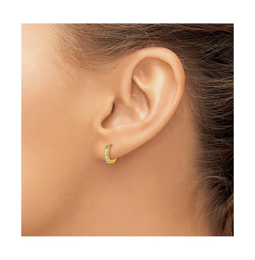 Chisel Stainless Steel Yellow plated Crystal Hinged Hoop Earrings