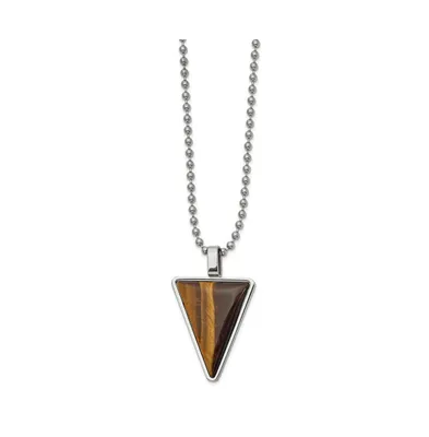 Chisel Tiger's Eye Triangle Pendant Ball Chain Necklace