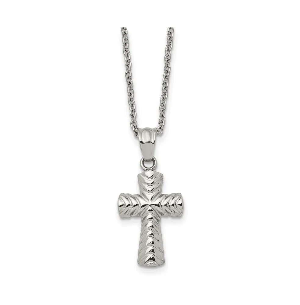 Chisel Polished Cross Pendant on a Cable Chain Necklace