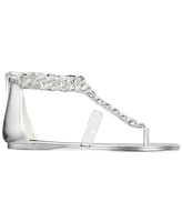 Aaj by Aminah Women's Aurora Crystal Chain Flat Sandals