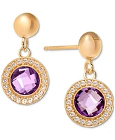 Amethyst (1-3/4 ct. t.w.) & White Topaz (3/4 ct. t.w.) Pendant Necklace & Drop Earrings Set in 14k Gold-Plated Sterling Silver