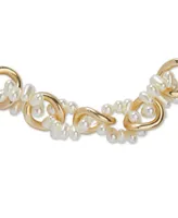 Lucky Brand Gold-Tone Imitation Pearl Twisted Slider Bracelet
