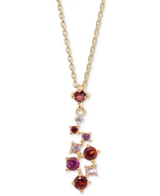 Multi-Gemstone (5/8 ct. t.w.) Cluster Pendant Necklace 14k Gold over Sterling Silver, 18"