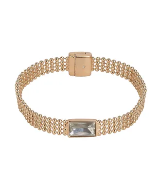 Laundry by Shelli Segal Gold Tone Bead Chain Bracelet with Magnetic Closure and Center Stone Accent