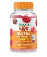 Lifeable Biotin for Kids Gummies - Hair Skin And Nails Growth - Great Tasting Natural Flavor, Dietary Supplement Vitamins - 60 Gummies