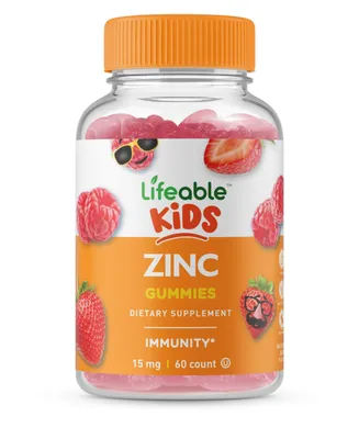 Lifeable Zinc for Kids 15 mg Gummies - Healthy Skin And Immunity - Great Tasting Natural Flavor, Dietary Supplement Vitamins - 60 Gummies