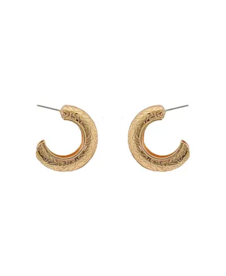 Laundry by Shelli Segal Gold Tone Etched Hoop Earrings