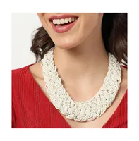 Sohi Women's White Beaded Cluster Necklace