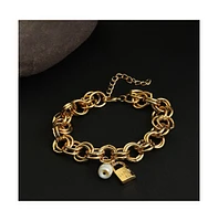 Sohi Women's Gold Love Lock Chain Bracelet