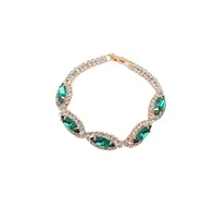 Sohi Women's Green Embellished Eye Tennis Bracelet